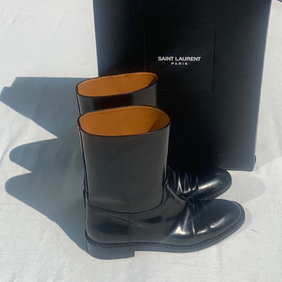 SOLD Authentic Saint Laurent Black Mid-Calf Boots - Picture 4 of 16